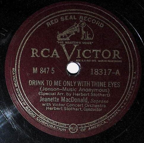 MacDonald, Jeanette / Drink To Me Only With Thine Eyes | RCA Victor Red Seal 18317 | 1942