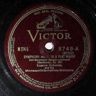 Ormandy, Eugene / Beethoven: Symphony No. 4, In B Flat Major (2nd Movement - Continued) | Victor Red Seal 8749 | 1935