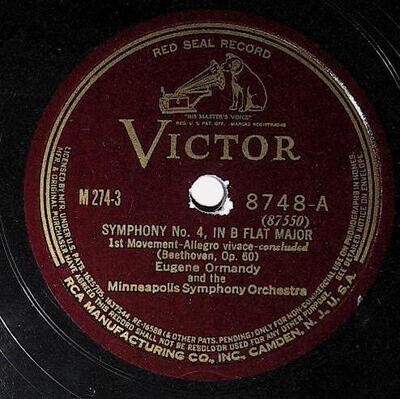 Ormandy, Eugene / Beethoven: Symphony No. 4, In B Flat Major (1st Movement - Concluded) | Victor Red Seal 8748 | 1935