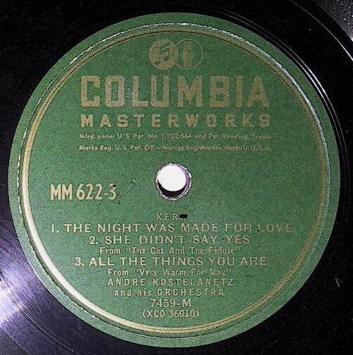 Kostelanetz, Andre / The Night Was Made For Love | Columbia Masterworks 7459-M | Jerome Kern | 1946