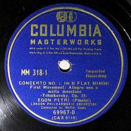 Petri, Egon / Concerto No. 1, In B Flat Minor (First Movement) | Columbia Masterworks 69967-D | Tchaikovsky
