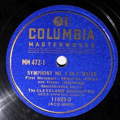 Rodzinski, Artur / Symphony No. 1 In F Major (First Movement) | Columbia 11626-D | Shostakovitch | Beginning