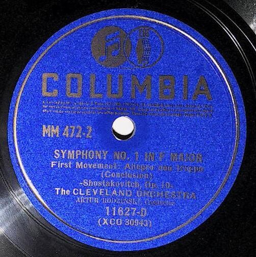 Rodzinski, Artur / Symphony No. 1 In F Major (First Movement) | Columbia 11627-D | Shostakovitch | Conclusion