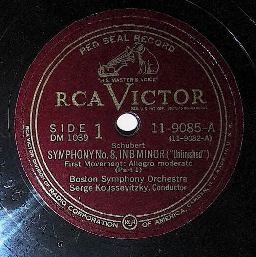 Koussevitzky, Serge / Symphony No. 8, In B Minor (Unfinished) (First Movement) | RCA Victor Red Seal 11-9085 | Part 1 | 1946 | Schubert