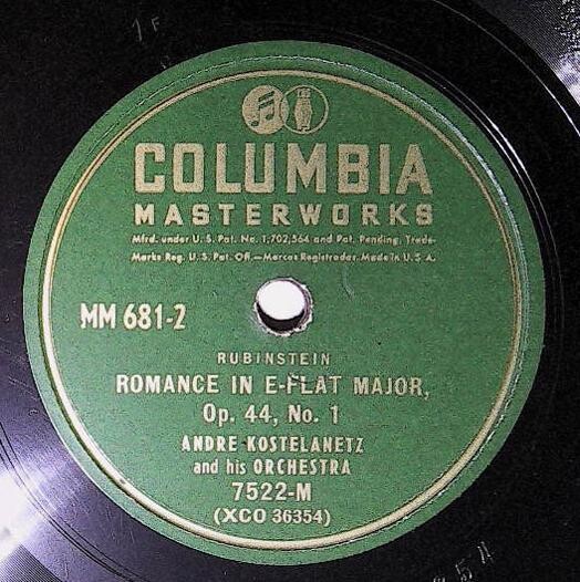 Kostelanetz, Andre / Romance In E-Flat Major, Op. 44, No. 1 | Columbia Masterworks 7522-M | 1947