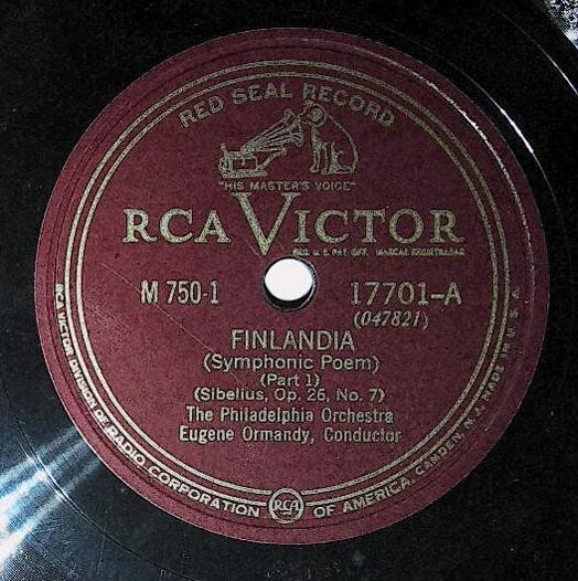 Ormandy, Eugene (+ Philadelphia Orchestra) / Finlandia (Symphonic Poem) (1941) / RCA Victor Red Seal 17701 (Single, 12" Shellac)