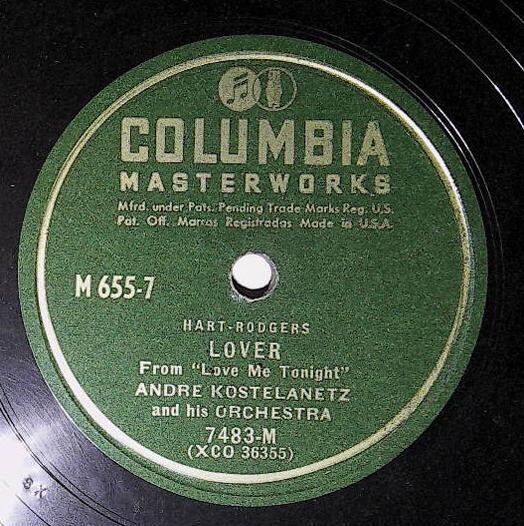 Kostelanetz, Andre / Lover | Columbia Masterworks 7483-M | 1946