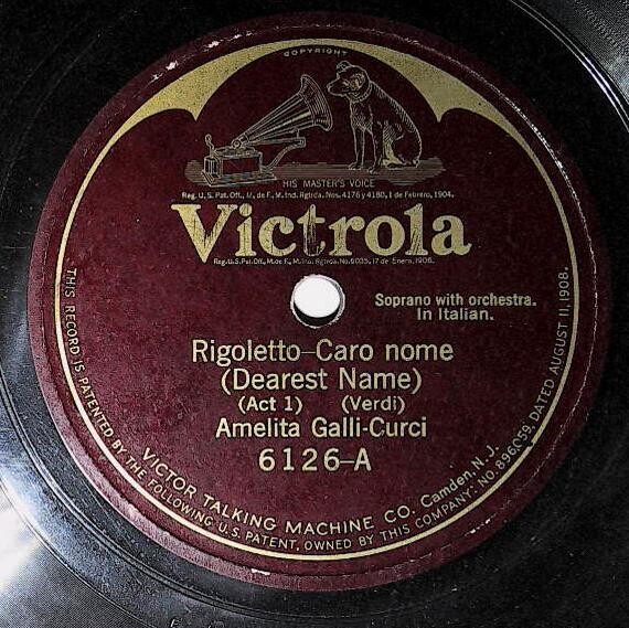 Galli-Curci, Amelita / Rigoletto - Caro nome (Dearest Name) (1917) / Victrola 6126 (Single, 12" Shellac)