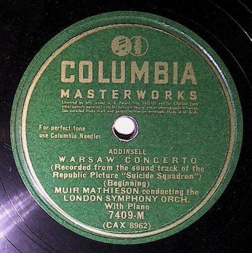 Mathieson, Muir / Warsaw Concerto | Columbia Masterworks 7409-M | Addinsell | March 1945
