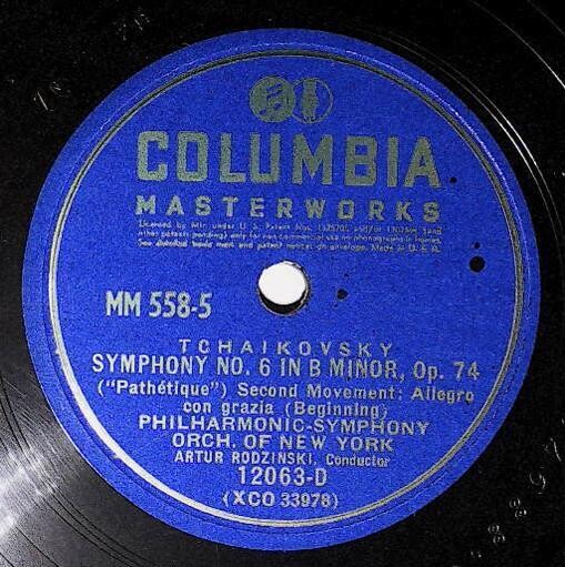 Rodzinski, Artur / Symphony No. 6 In B Minor, Op. 74 | Columbia Masterworks 12063-D | Tchaikovsky | Second Movement - Beginning | 1945