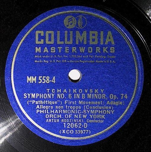 Rodzinski, Artur / Symphony No. 6 In B Minor, Op. 74 | Columbia Masterworks 12062-D | Tchaikovsky | First Movement - Conclusion | 1945