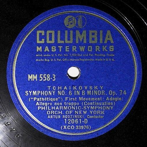 Rodzinski, Artur / Symphony No. 6 In B Minor, Op. 74 | Columbia Masterworks 12061-D | Tchaikovsky | First Movement - Continuation | 1945