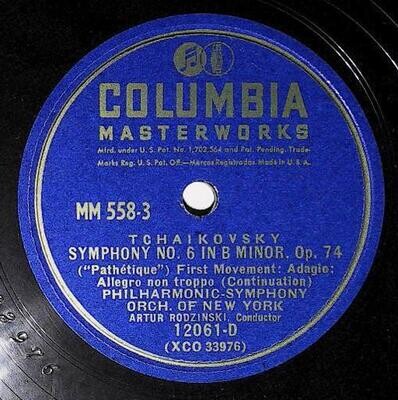Rodzinski, Artur / Symphony No. 6 In B Minor, Op. 74 | Columbia Masterworks 12061-D | Tchaikovsky | First Movement - Continuation | 1945