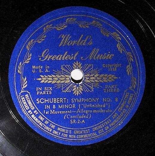 Uncredited Artists / Schubert: Symphony No. 8 In B Minor (Unfinished) | World's Greatest Music SR-2 | Parts Three and Four | 1938