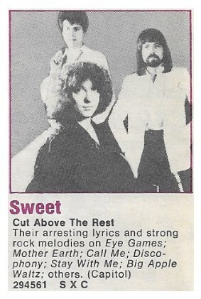 Sweet / Cut Above the Rest | Capitol / 1979