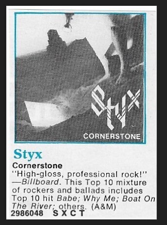 Styx / Cornerstone | A+M | 1979
