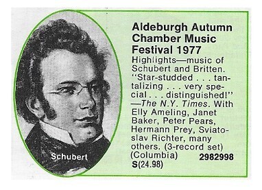 Various Artists / Aldeburgh Autumn Chamber Music Festival | Columbia | 1977 | Schubert