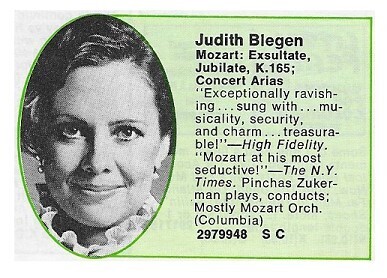 Blegen, Judith / Mozart: Exsultate, Jubilate, K. 165 | Columbia | 1979