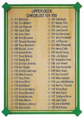 Upper Deck / 1989 Checklist (101-200) | Upper Deck #695