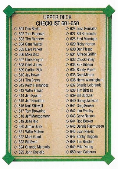 Upper Deck / 1989 Checklist (601-700) | Upper Deck #700