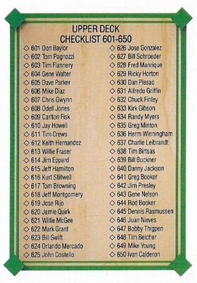 Upper Deck / 1989 Checklist (601-700) | Upper Deck #700