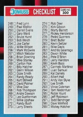 Donruss / 1987 Checklist (248-357) | Donruss #300