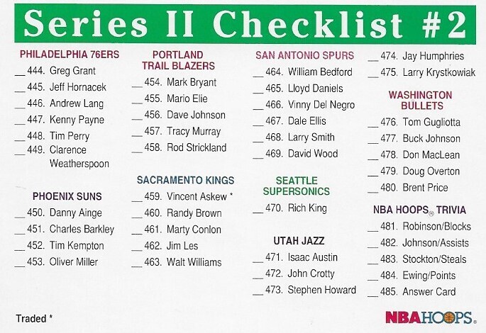 Hoops / 1993 Checklist (444-SU1) | Hoops #490