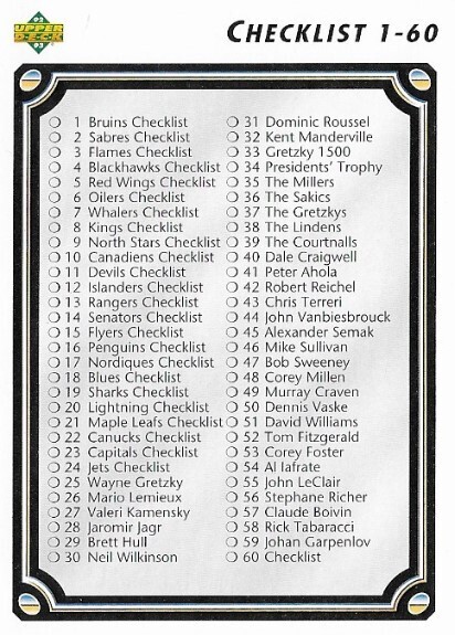 Upper Deck / 1992-93 Checklist (1-110) | Upper Deck #60