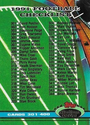 Stadium Club / 1991 Checklist (301-400) | Stadium Club #499