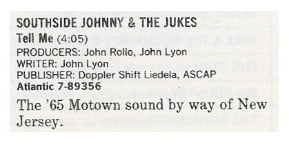 Southside Johnny + The Jukes / Tell Me / 1986