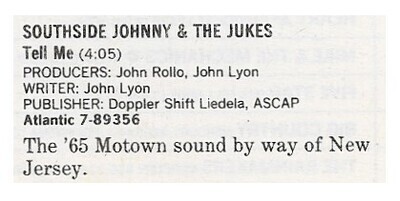 Southside Johnny + The Jukes / Tell Me / 1986