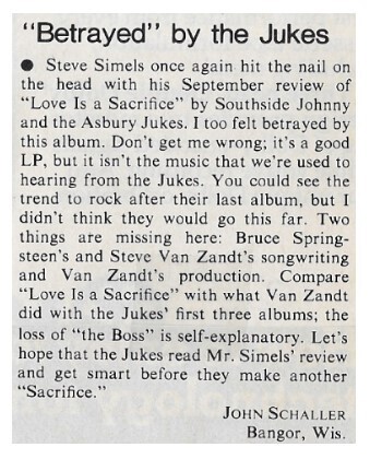 Southside Johnny + The Asbury Jukes / Betrayed By the Jukes / 1980