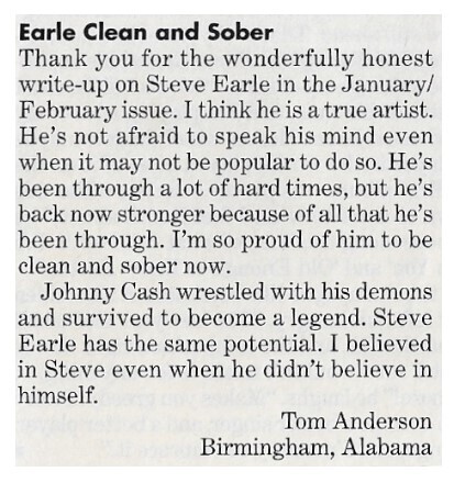 Earle, Steve / 1996: Earle Clean and Sober