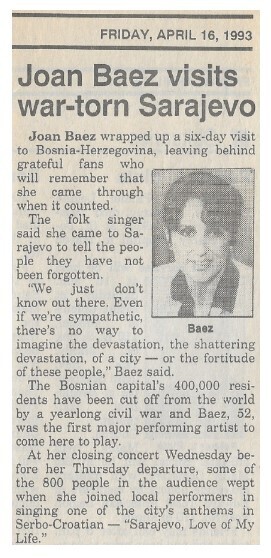 Baez, Joan / 1993: Joan Baez Visits War-Torn Sarajevo