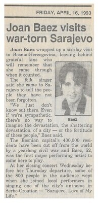 Baez, Joan / 1993: Joan Baez Visits War-Torn Sarajevo