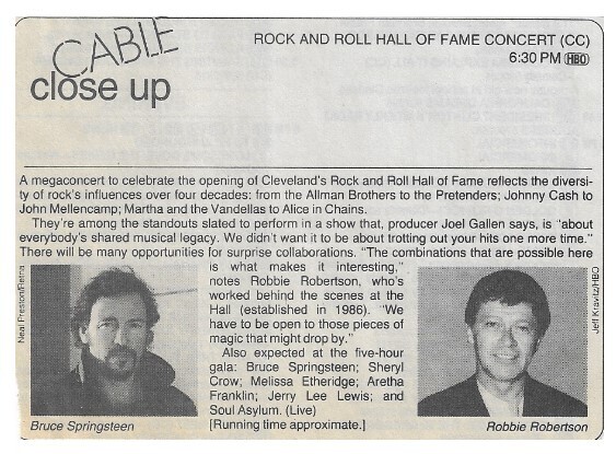 Robertson, Robbie--Bruce Springsteen / Rock and Roll Hall of Fame Concert / 1995