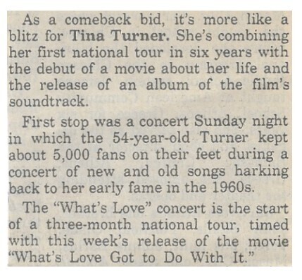 Turner, Tina / Three-Month National Tour / 1993