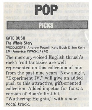 Bush, Kate / 1986: The Whole Story