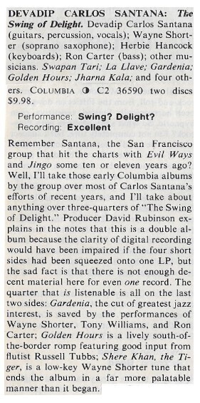 Santana / 1980: The Swing of Delight