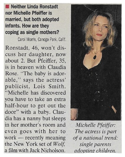 Pfeiffer, Michelle / Single Parents Adopting Children / 1993