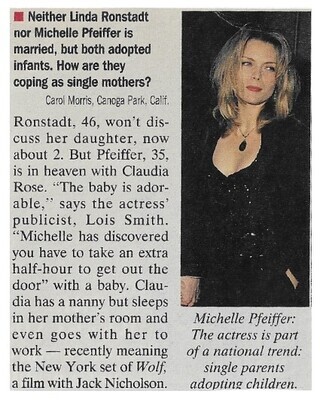 Pfeiffer, Michelle / Single Parents Adopting Children / 1993