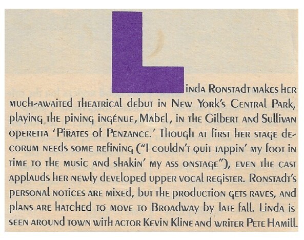Ronstadt, Linda / Much-Awaited Theatrical Debut / 1980