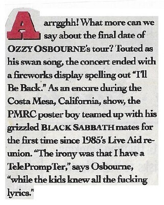 Osbourne, Ozzy / 1993: Touted As His Swan Song