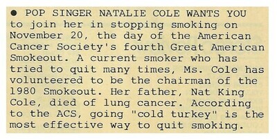 Cole, Natalie / Join Her in Stopping Smoking / 1980