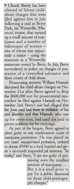 Berry, Chuck / Chuck Berry Has Been Cleared of Felony / 1991