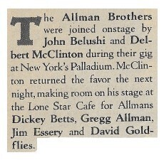 Allman Brothers Band / 1979: Joined Onstage by John Belushi + Delbert McClinton