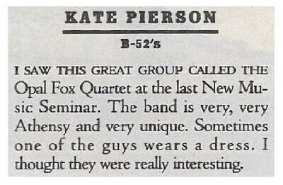B-52&#39;s, The / 1992: Kate Pierson - Opal Fox Quartet