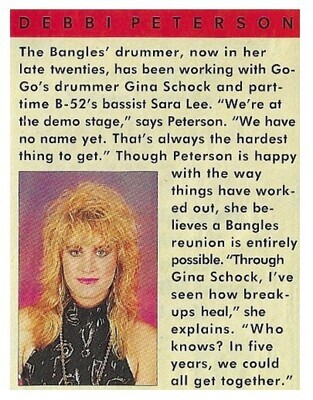 Bangles / 1991: Debbi Peterson - Bangles' Drummer