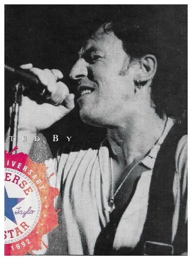 Springsteen, Bruce / 1992: On Stage-Eyes Closed-Gripping Mic.