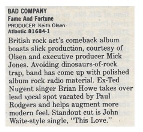 Bad Company / 1986: Fame and Fortune